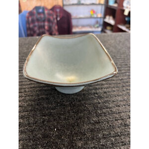 Vintage Frankoma F34 Pottery Bowl Dusty Light Blue and Green No Chips or Cracks